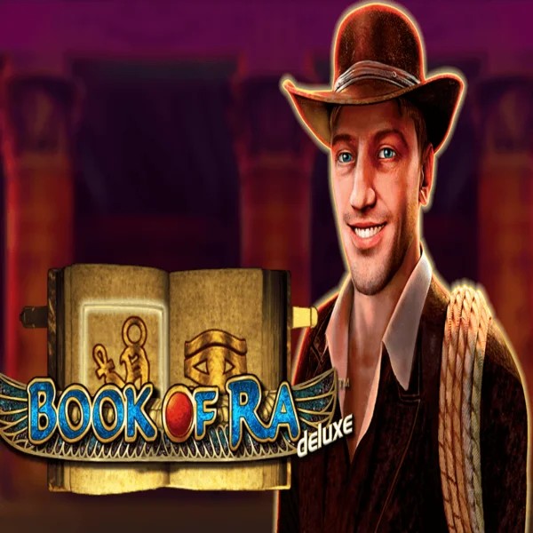 Book of Ra Deluxe logo by Novomatic Vegas Now Casino