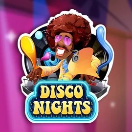 Disco Nights slot logo by Red Rake Gaming at Vegas Now Casino